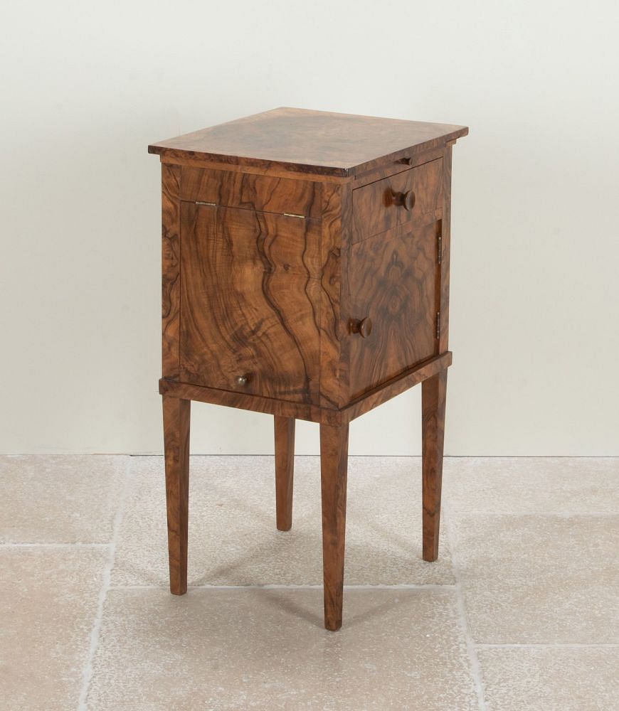 19th Century French Burr Walnut Nightstand BD5242378