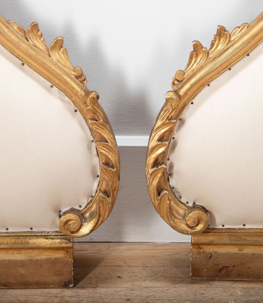 Pair of 20th Century Giltwood Italian Upholstered Bed Heads BD8037408
