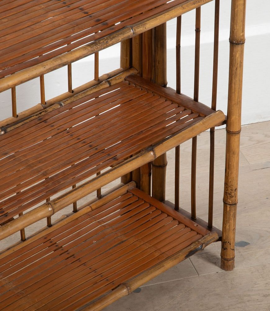 Pair of 20th Century French Folding Bamboo Bookcase Shelves BK1539443