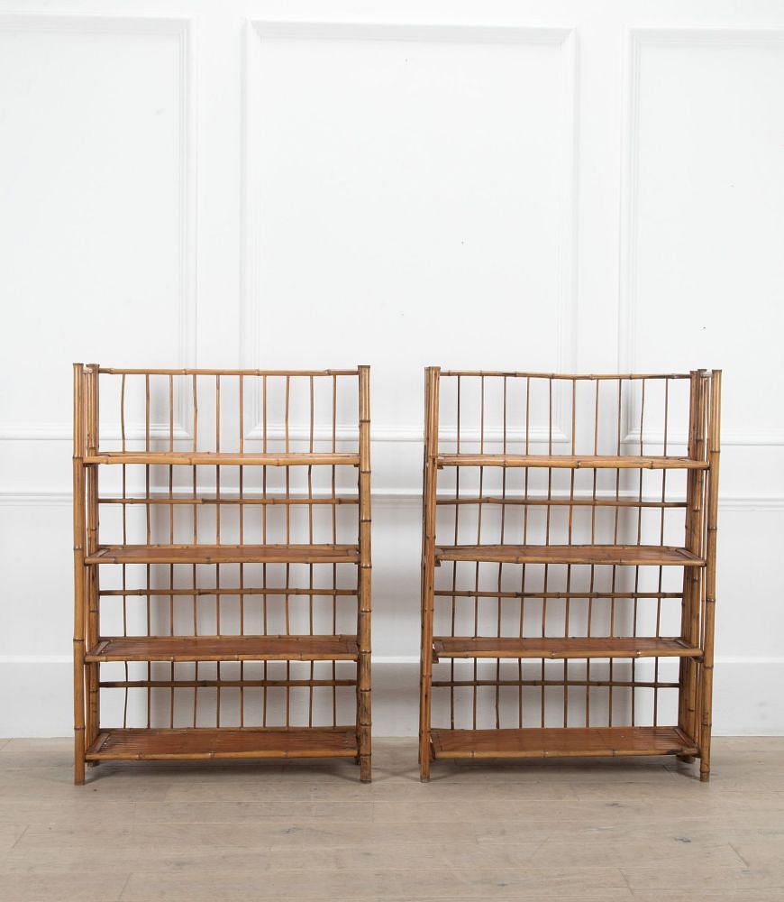 Pair of 20th Century French Folding Bamboo Bookcase Shelves BK1539443