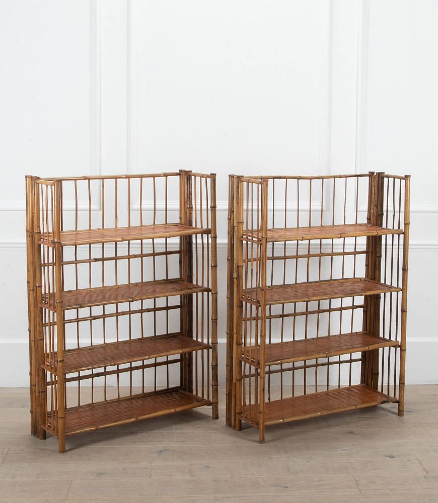 Pair of 20th Century French Folding Bamboo Bookcase Shelves BK1539443
