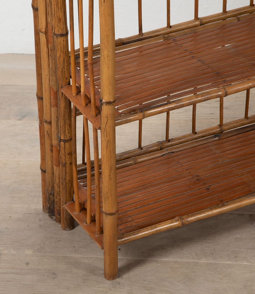 Pair of 20th Century French Folding Bamboo Bookcase Shelves BK1539443