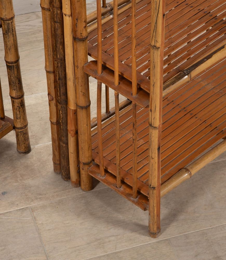 Pair of 20th Century French Folding Bamboo Bookcase Shelves BK1539443