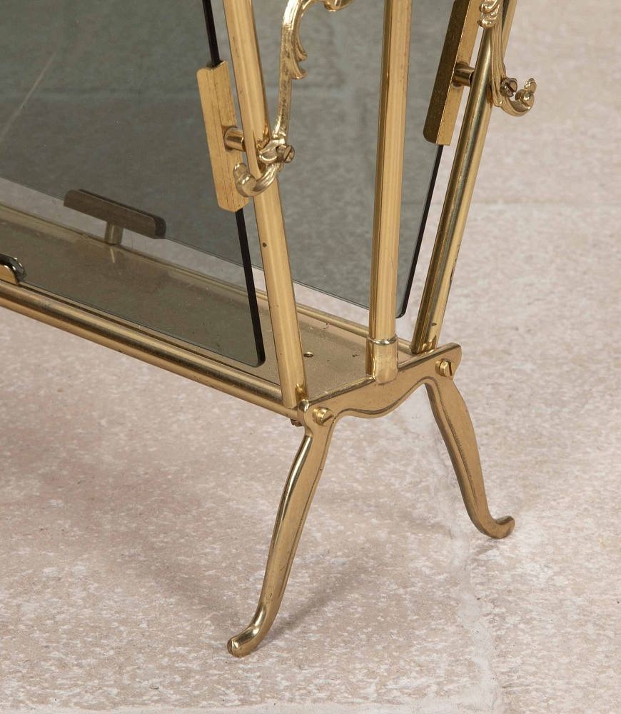 Mid-Century Spanish Brass and Glass Magazine Rack BK3842785