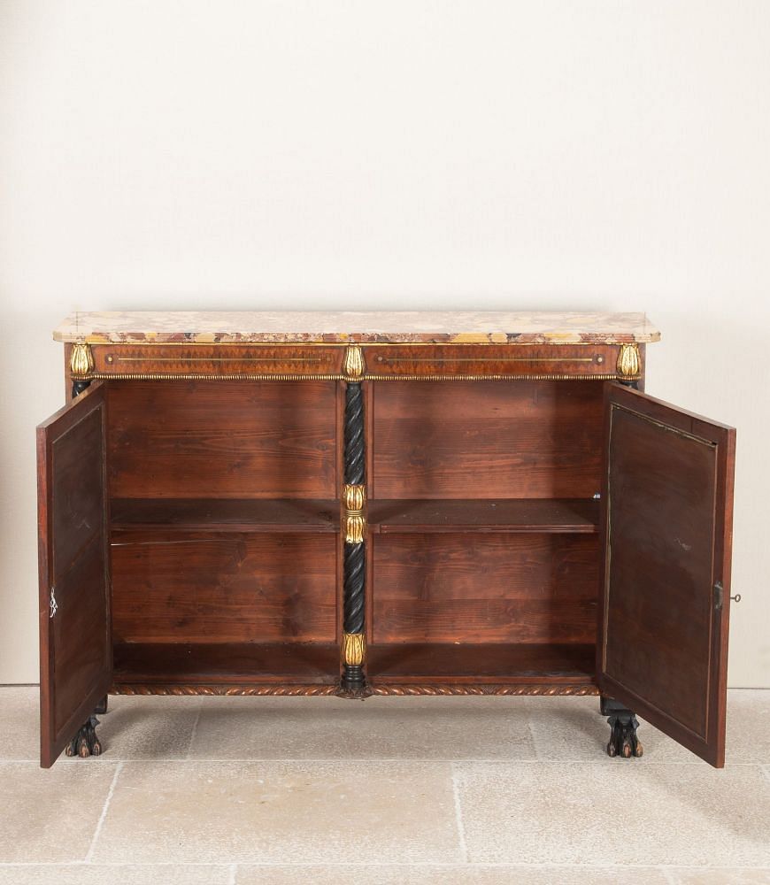 19th Century English Regency Style Marble Top Cabinet BU2542797