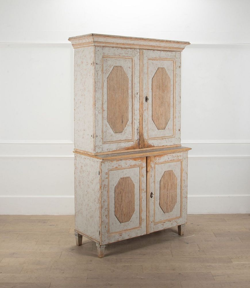 19th Century Swedish Two Part Gustavian Cabinet BU6040491
