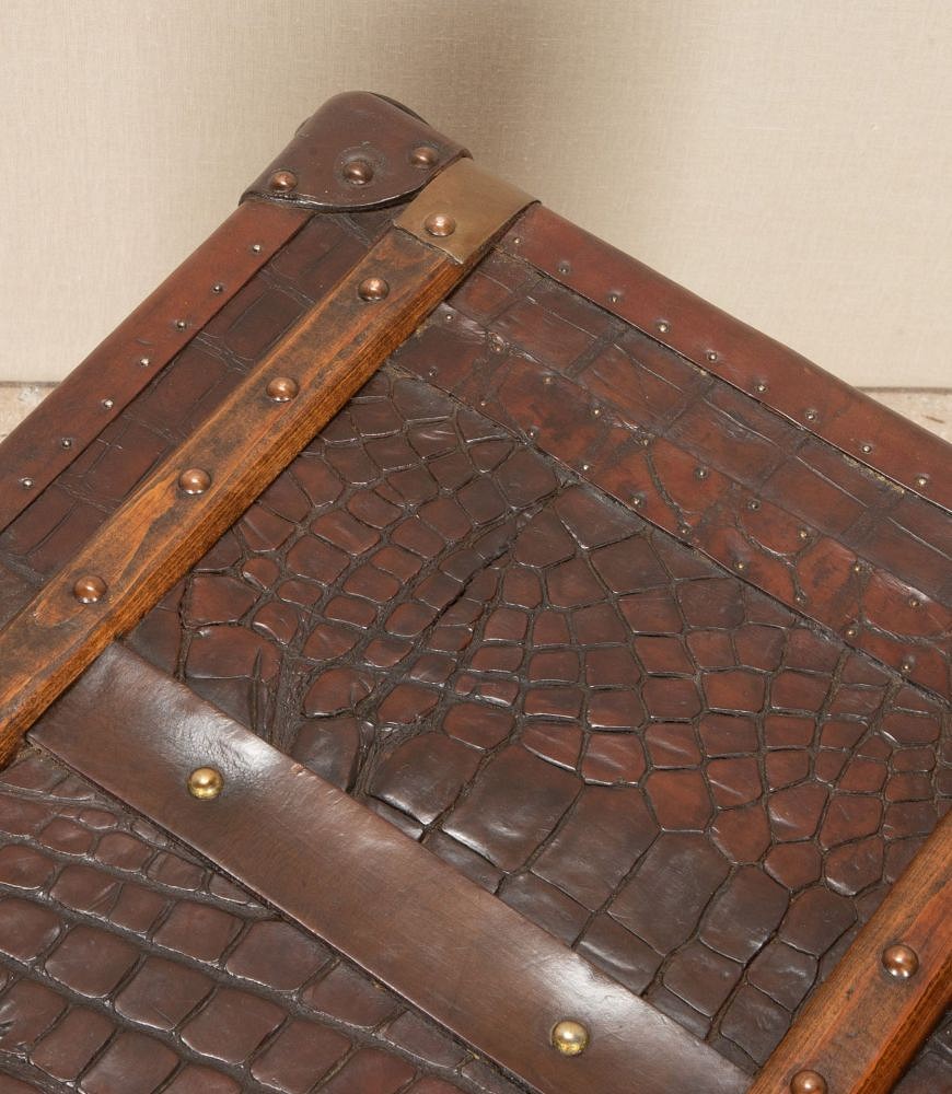 19th Century English Crocodile Pressed Leather Trunk CB0743435
