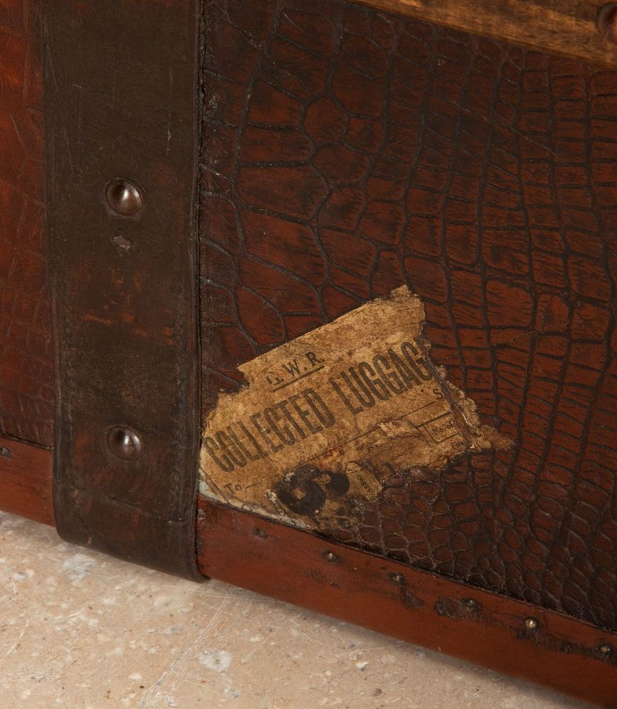 19th Century English Crocodile Pressed Leather Trunk CB0743435