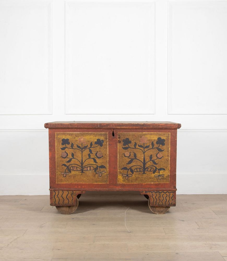 19th Century Painted French Chest with Floral Decoration CB7236166