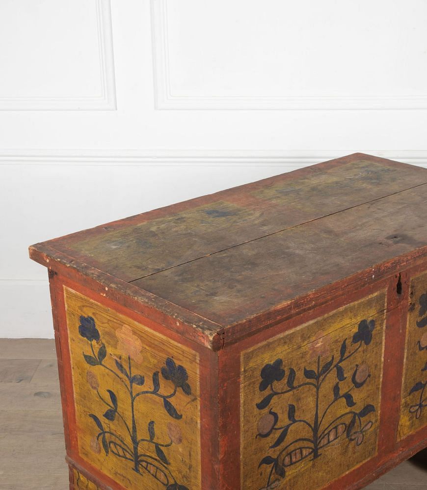 19th Century Painted French Chest with Floral Decoration CB7236166
