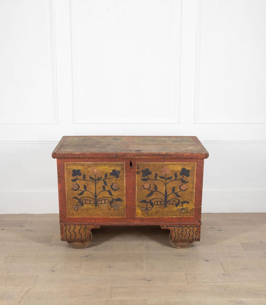 19th Century Painted French Chest with Floral Decoration CB7236166