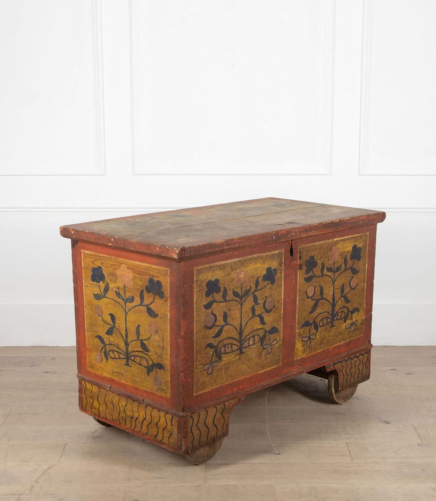 19th Century Painted French Chest with Floral Decoration CB7236166