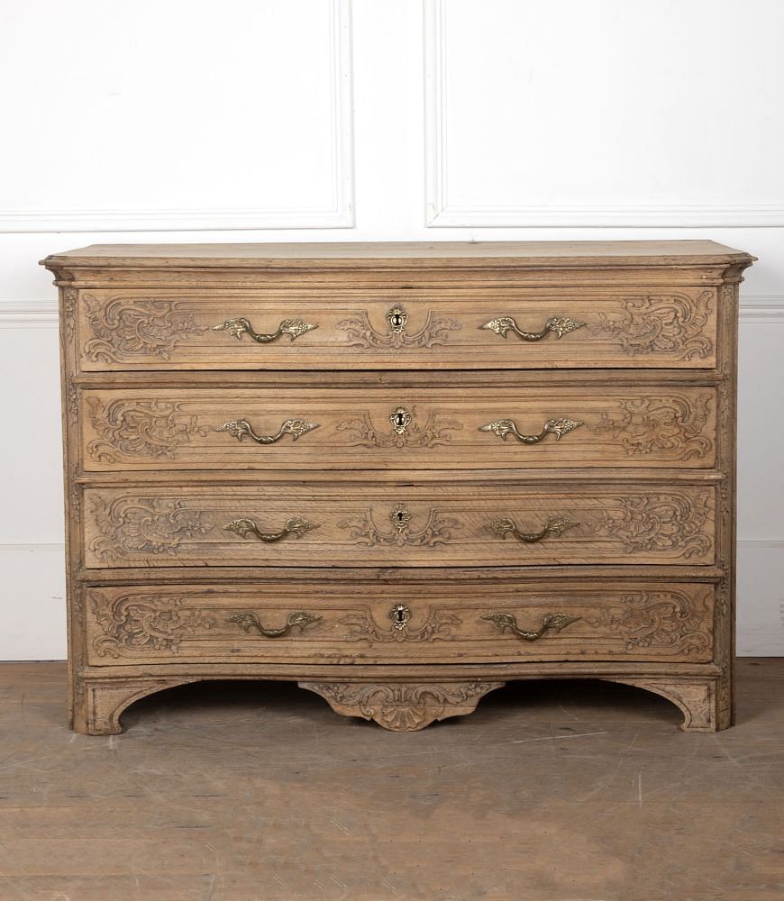Large 18th Century Flemish Serpentine Bleached Oak Commode CC2328466