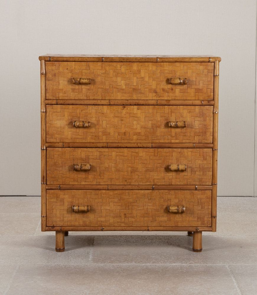 Mid-Century Italian Bamboo and Palm Commode CC4343538