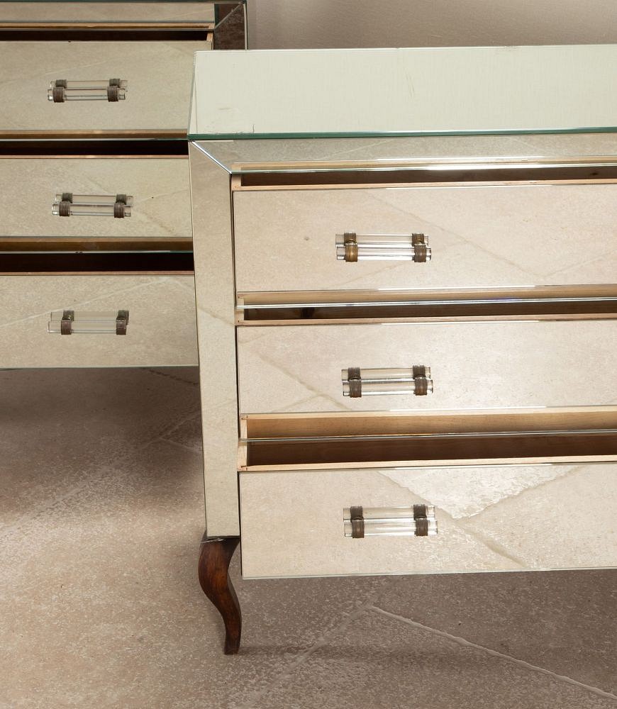 Pair of 20th Century French Art Deco Mirror Commodes CC4542875