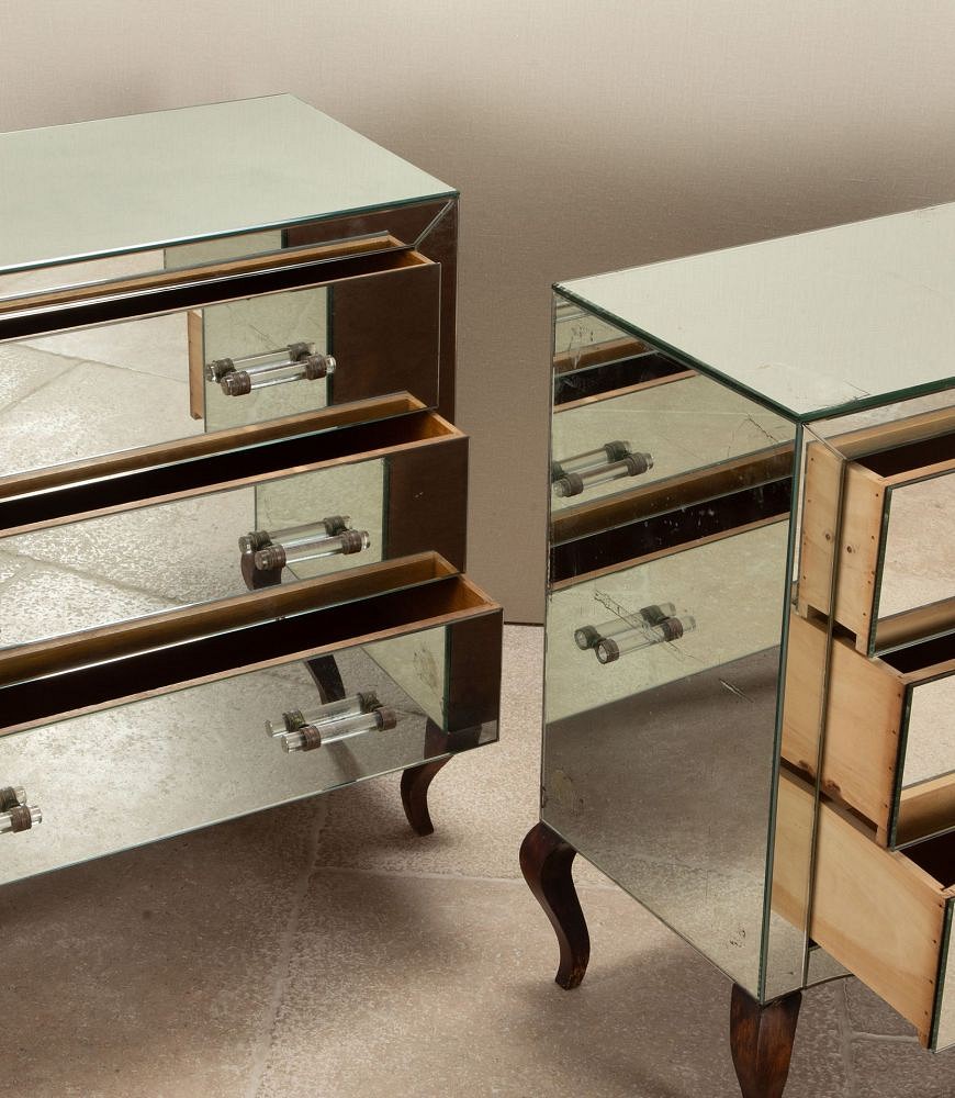 Pair of 20th Century French Art Deco Mirror Commodes CC4542875