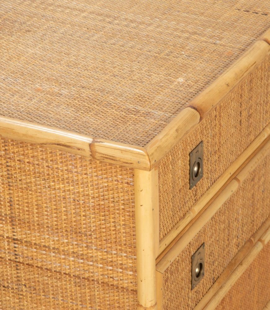 Pair of Mid-Century French Bamboo and Rattan Chest of Drawers CC4843631