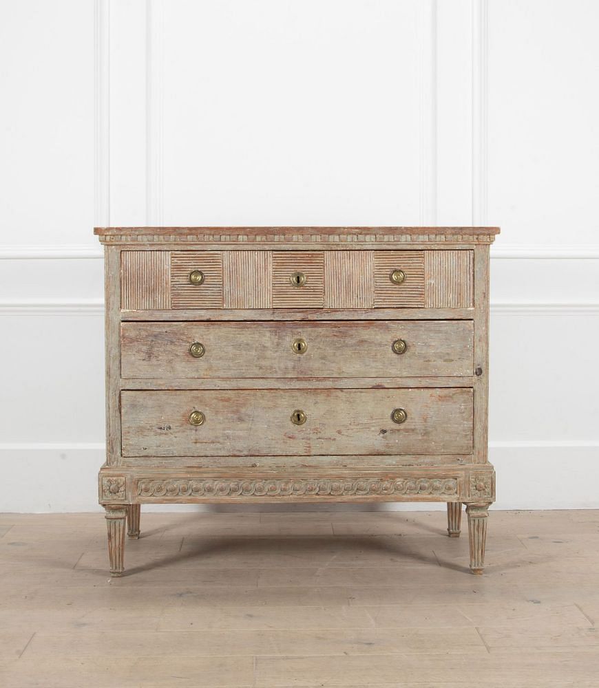 Early 19th Century Gustavian Chest in Original Blue Paint CC6038477