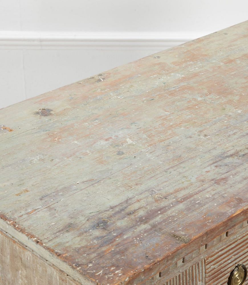 Early 19th Century Gustavian Chest in Original Blue Paint CC6038477