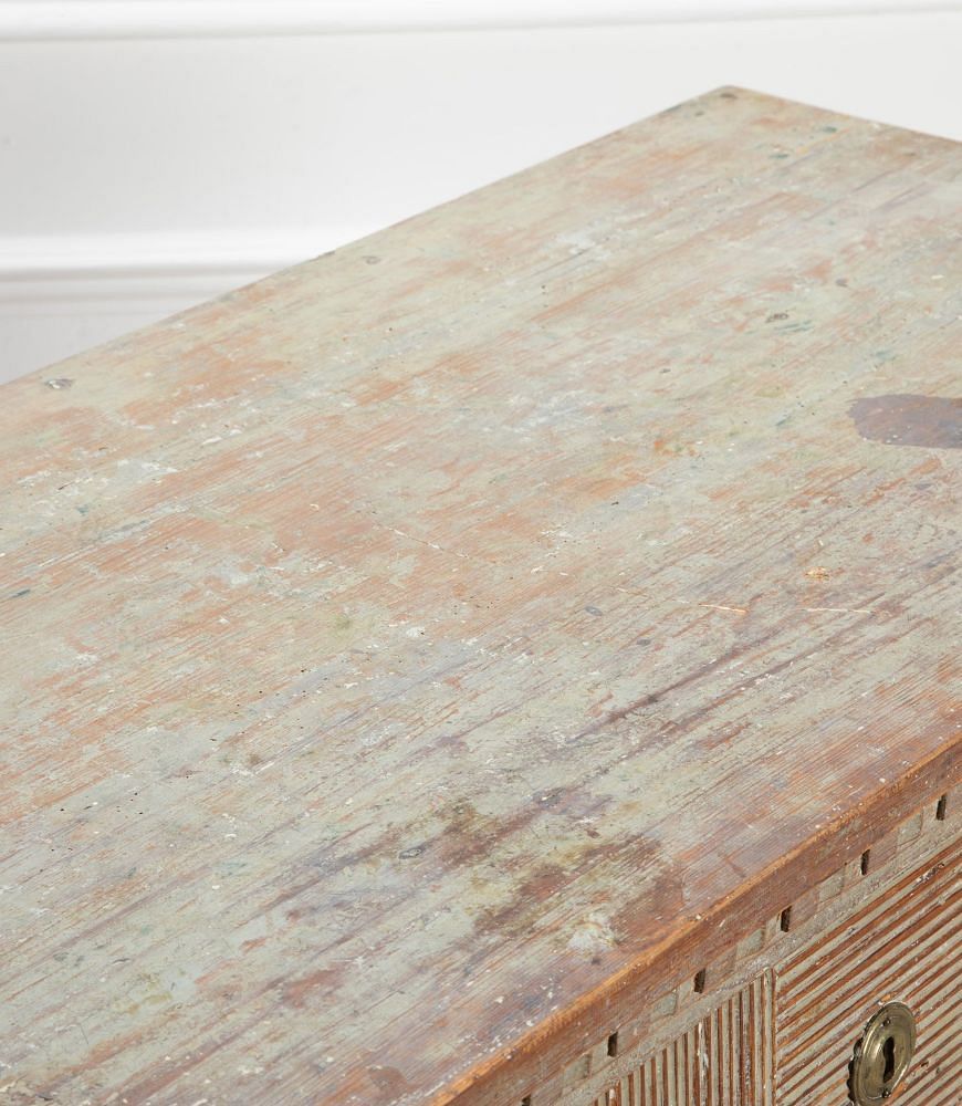 Early 19th Century Gustavian Chest in Original Blue Paint CC6038477
