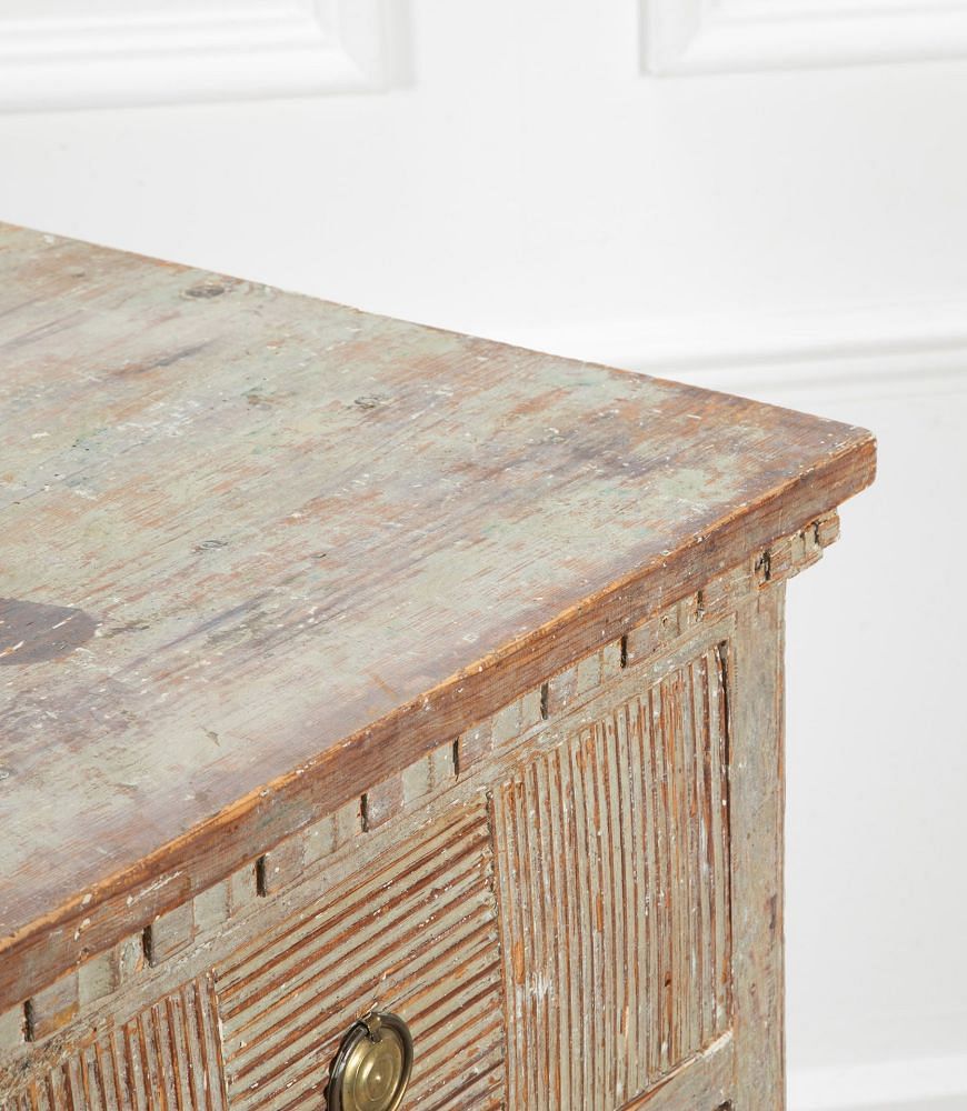 Early 19th Century Gustavian Chest in Original Blue Paint CC6038477