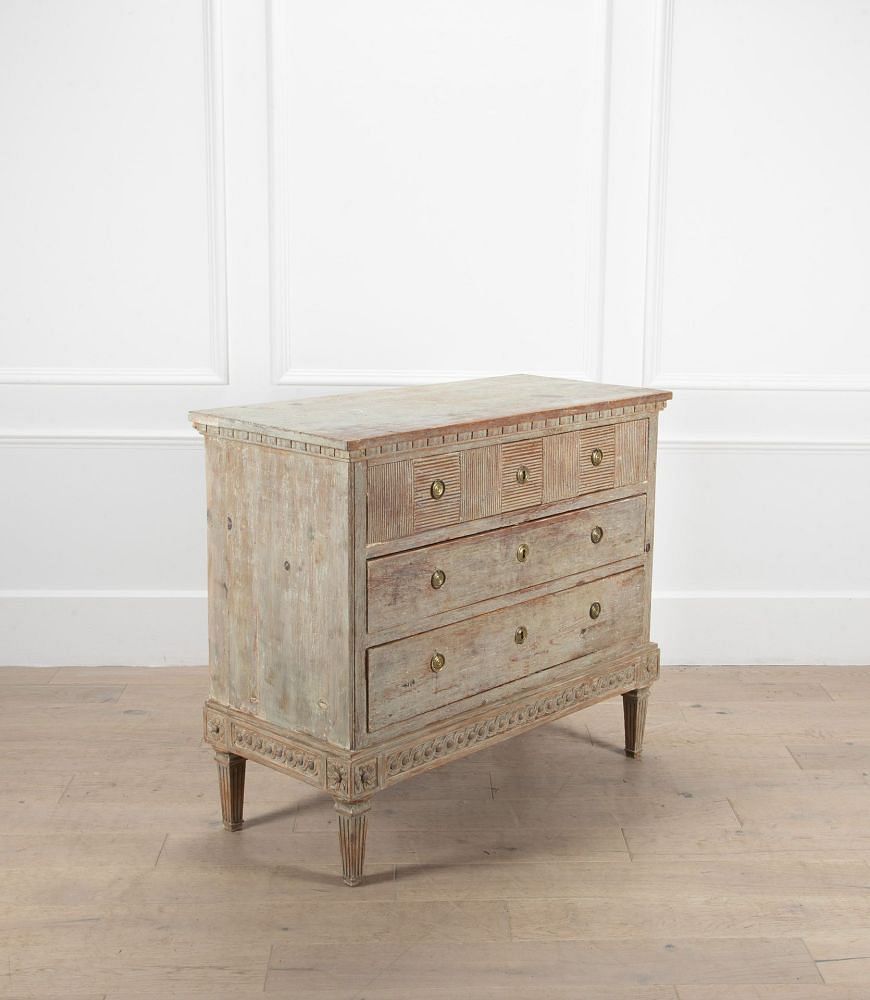 Early 19th Century Gustavian Chest in Original Blue Paint CC6038477