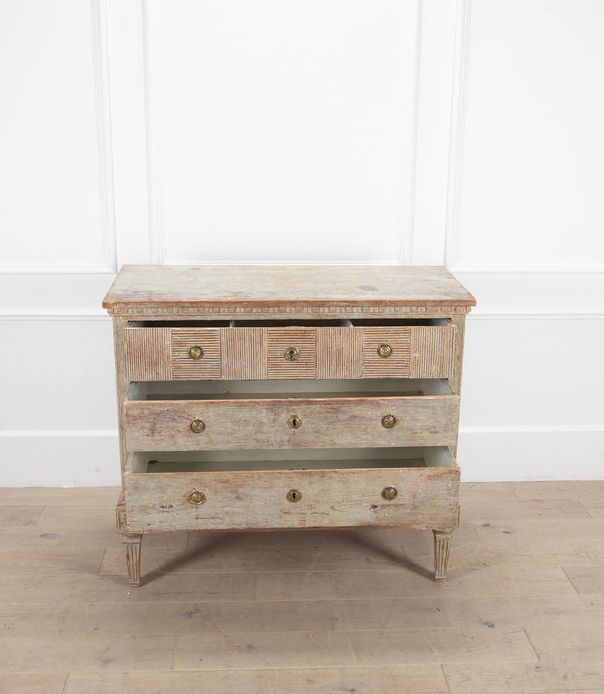 Early 19th Century Gustavian Chest in Original Blue Paint CC6038477