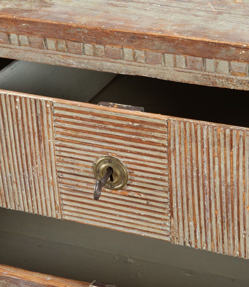 Early 19th Century Gustavian Chest in Original Blue Paint CC6038477