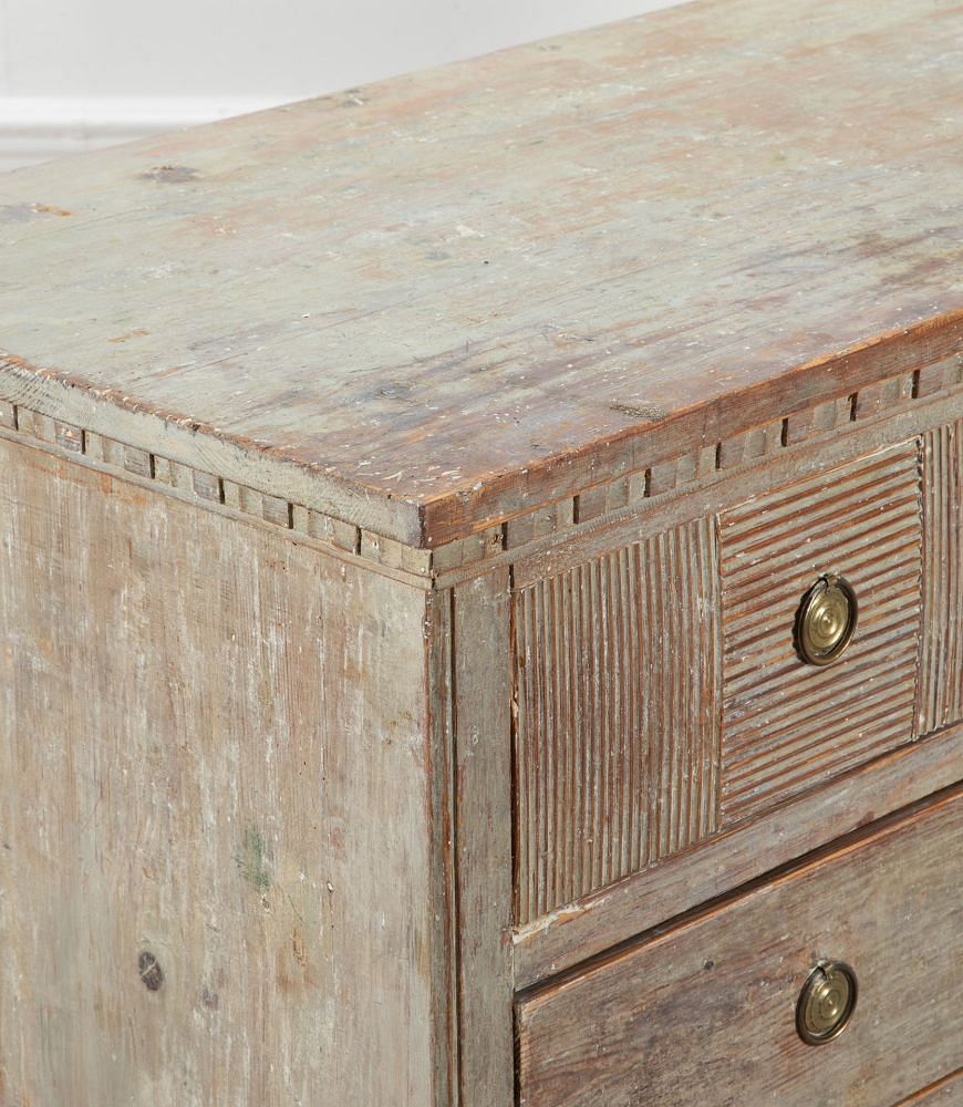 Early 19th Century Gustavian Chest in Original Blue Paint CC6038477