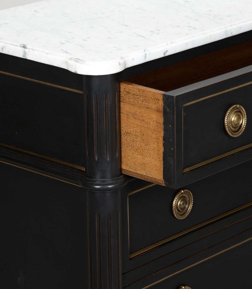 20th Century French Louis XVI Style Painted Marble Top Commode CC8541845