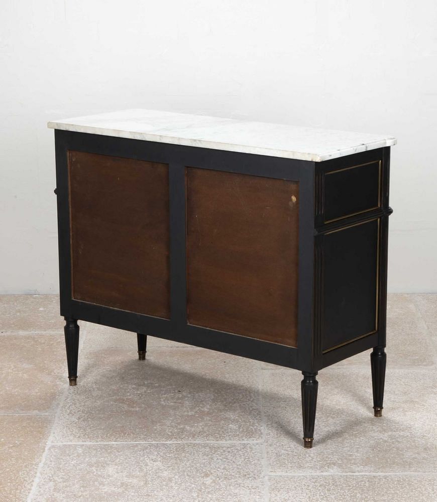 20th Century French Louis XVI Style Painted Marble Top Commode CC8541845