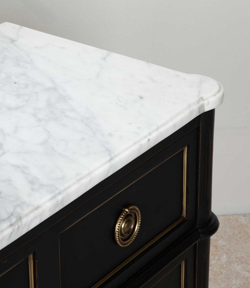 20th Century French Louis XVI Style Painted Marble Top Commode CC8541845