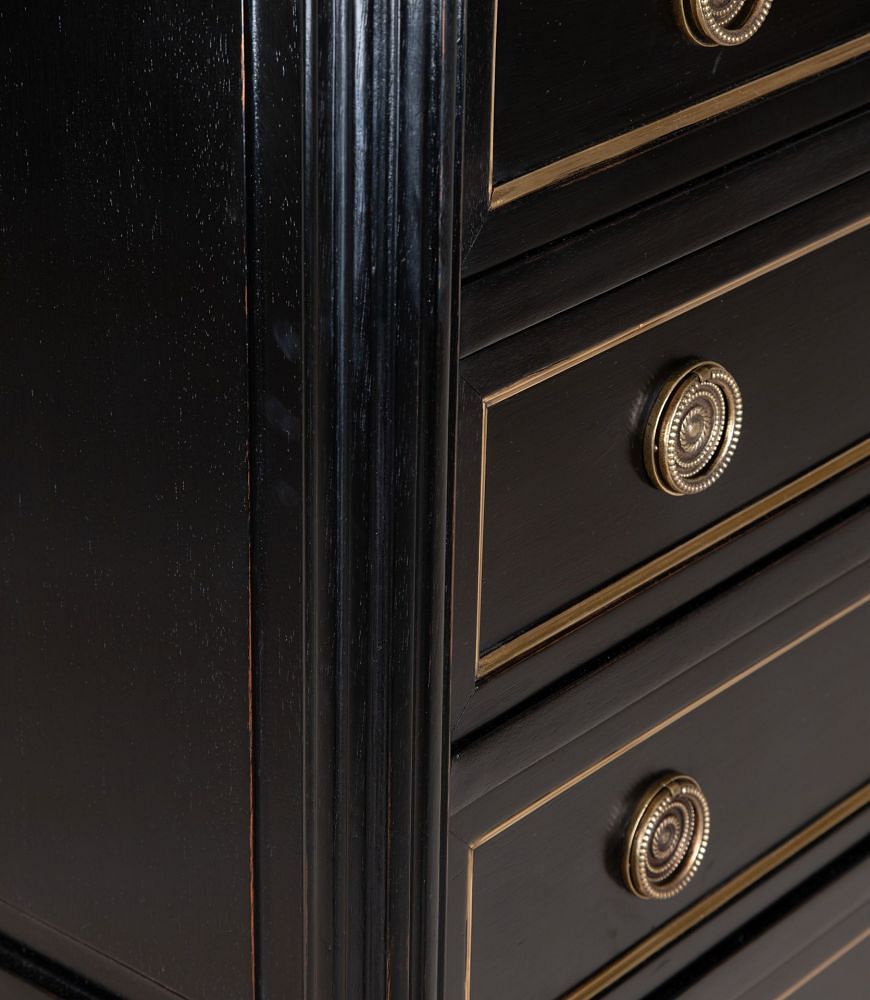 Tall Mid-Century French Ebonised Semainier Chest of Drawers CC8542760