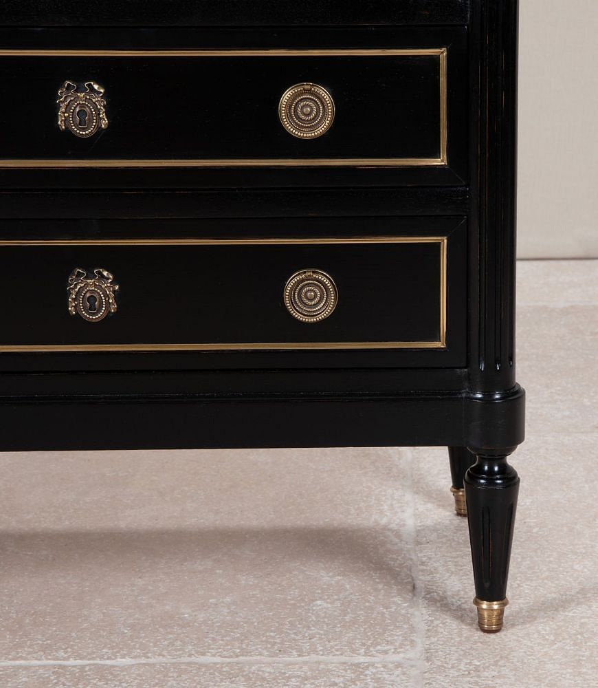 Tall Mid-Century French Ebonised Semainier Chest of Drawers CC8542760