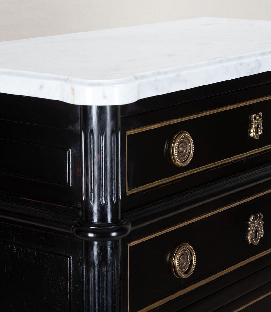 Tall Mid-Century French Ebonised Semainier Chest of Drawers CC8542760