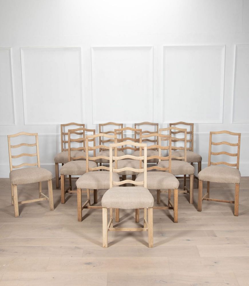 Set of Twelve Bleached Oak Dining Chairs CD8434883