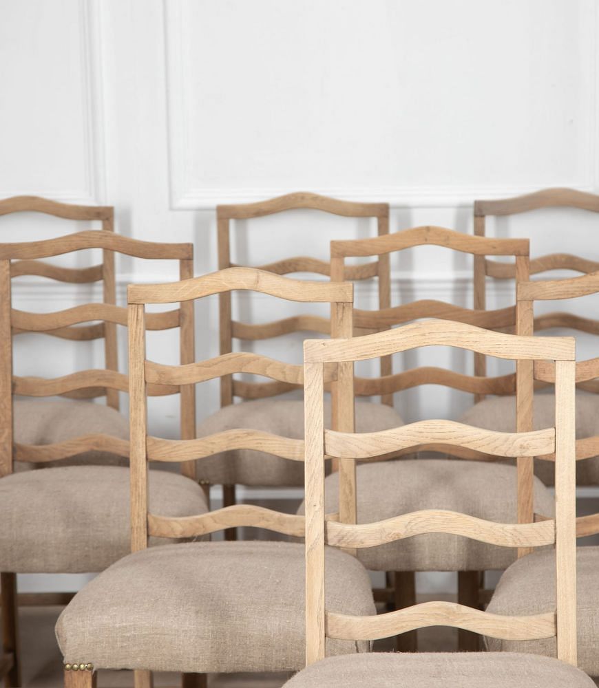Set of Twelve Bleached Oak Dining Chairs CD8434883