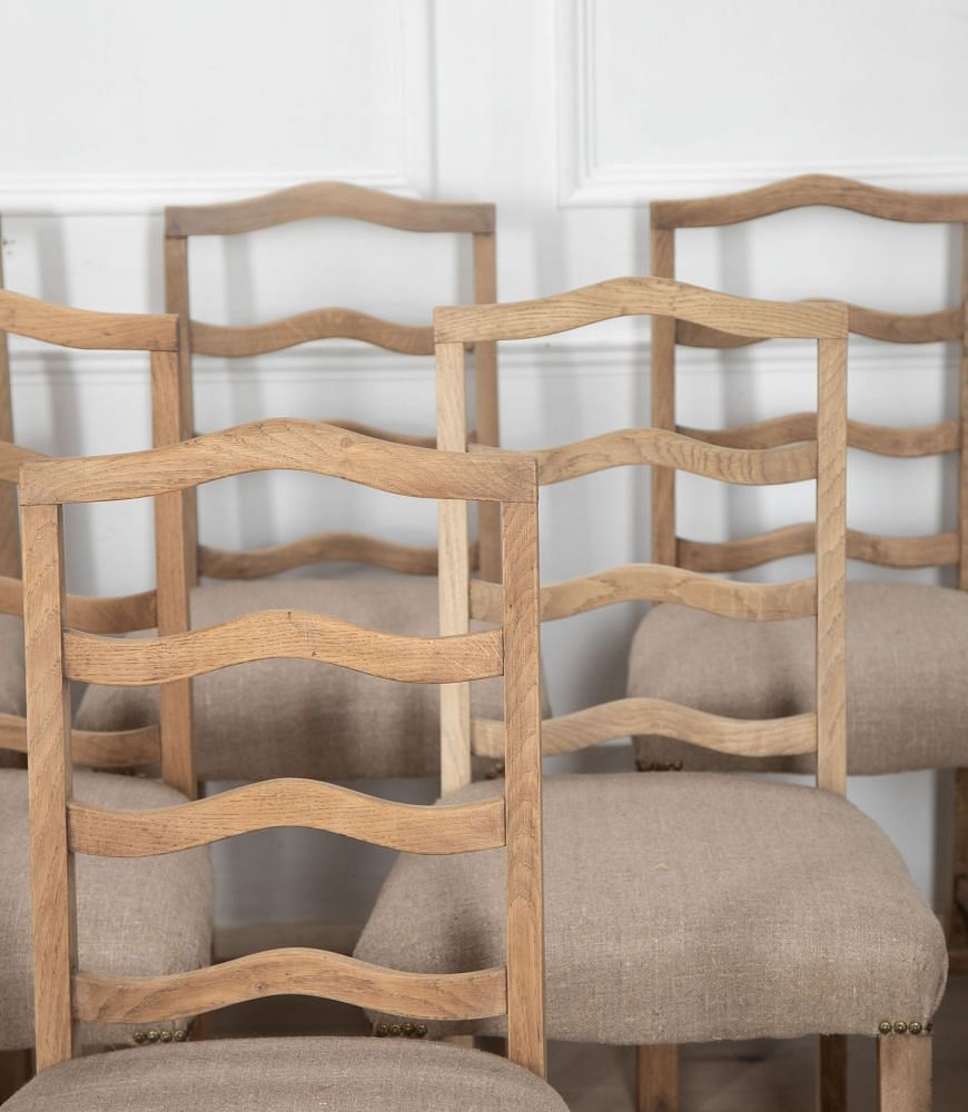 Set of Twelve Bleached Oak Dining Chairs CD8434883