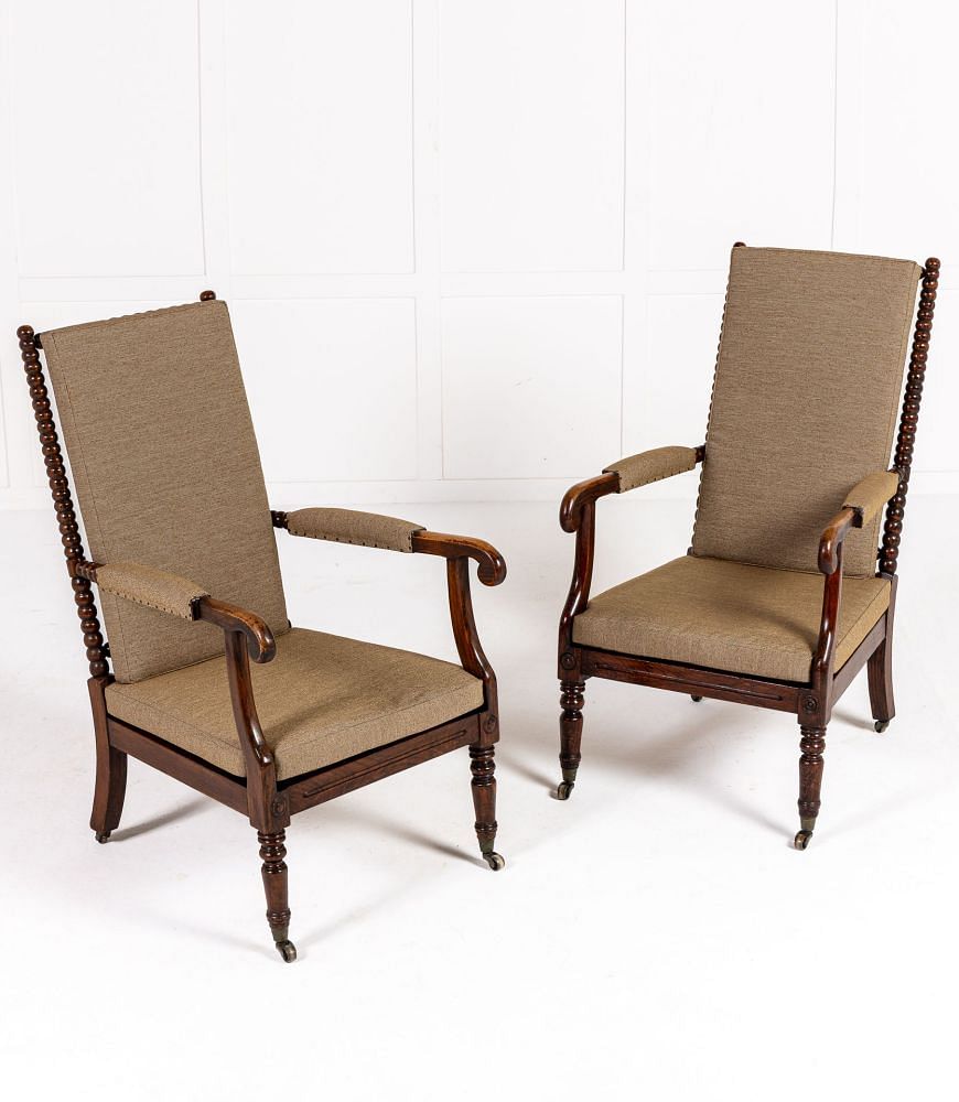 Pair of 19th Century English Regency Period Bobbin Turned Armchairs CH0635841