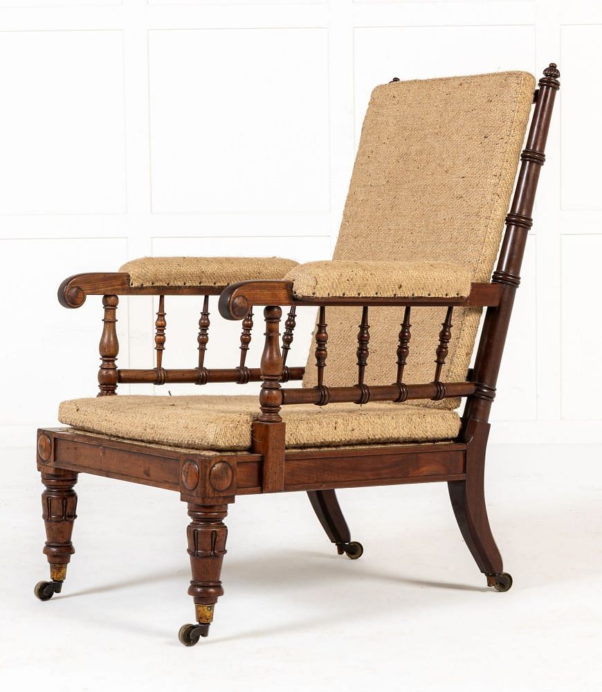 19th Century English Mahogany Turned Spindle Armchair CH0640636
