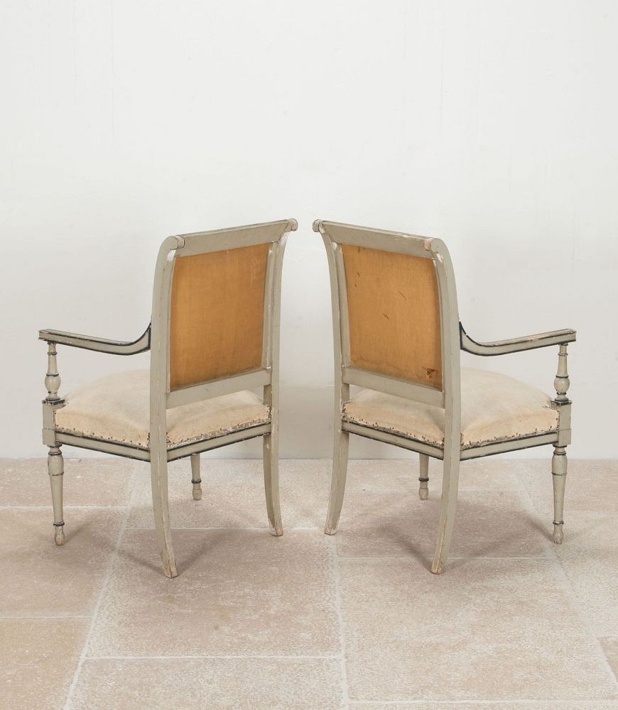 Pair of 19th Century French Painted Directoire Revival Armchairs CH1542002