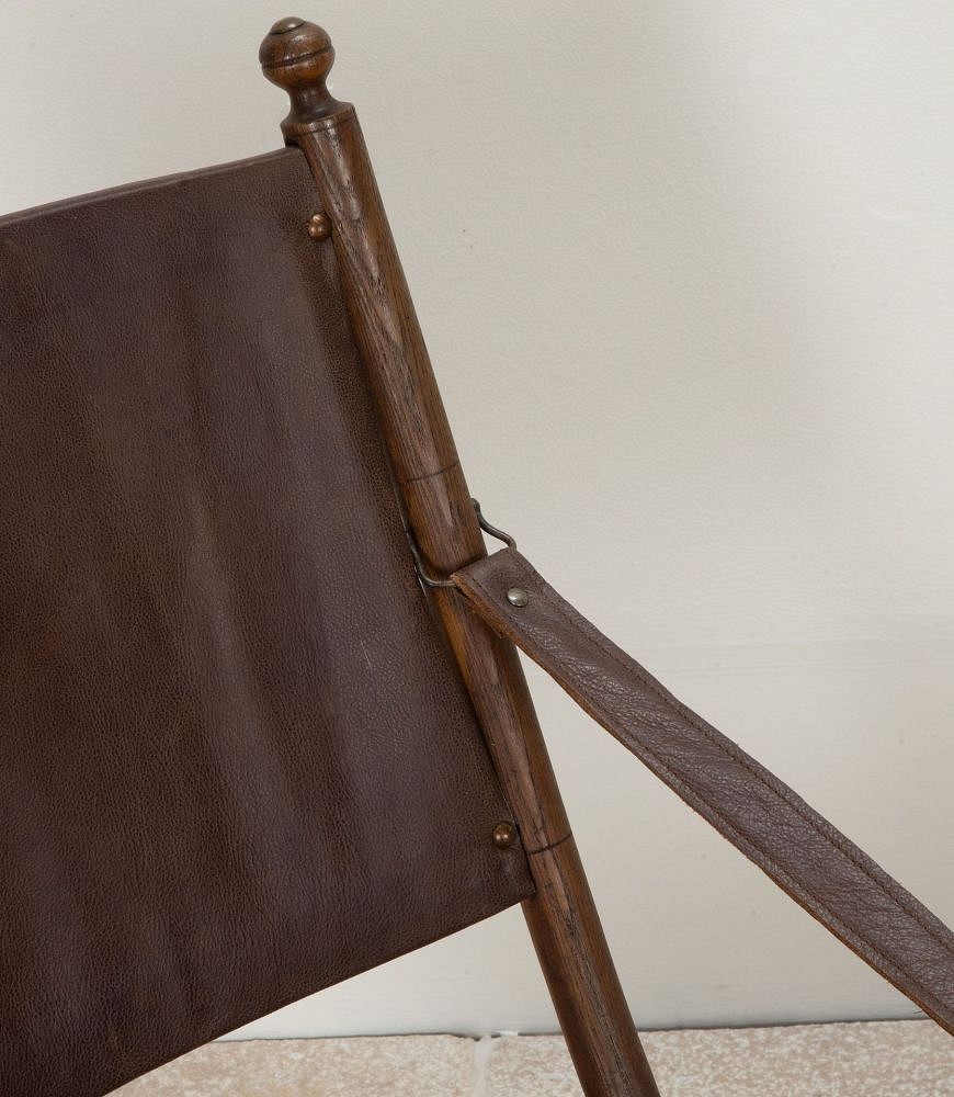 Pair of 20th Century French Leather Campaign Chairs CH1542032