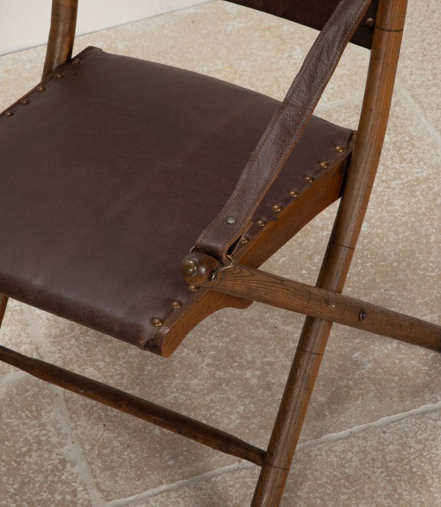 Pair of 20th Century French Leather Campaign Chairs CH1542032
