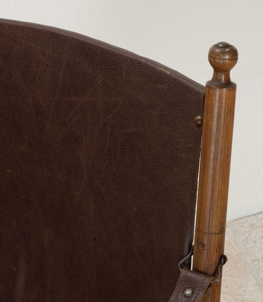 Pair of 20th Century French Leather Campaign Chairs CH1542032