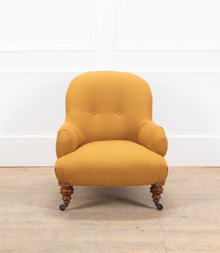 English Victorian Armchair in Mustard Fabric CH2537353