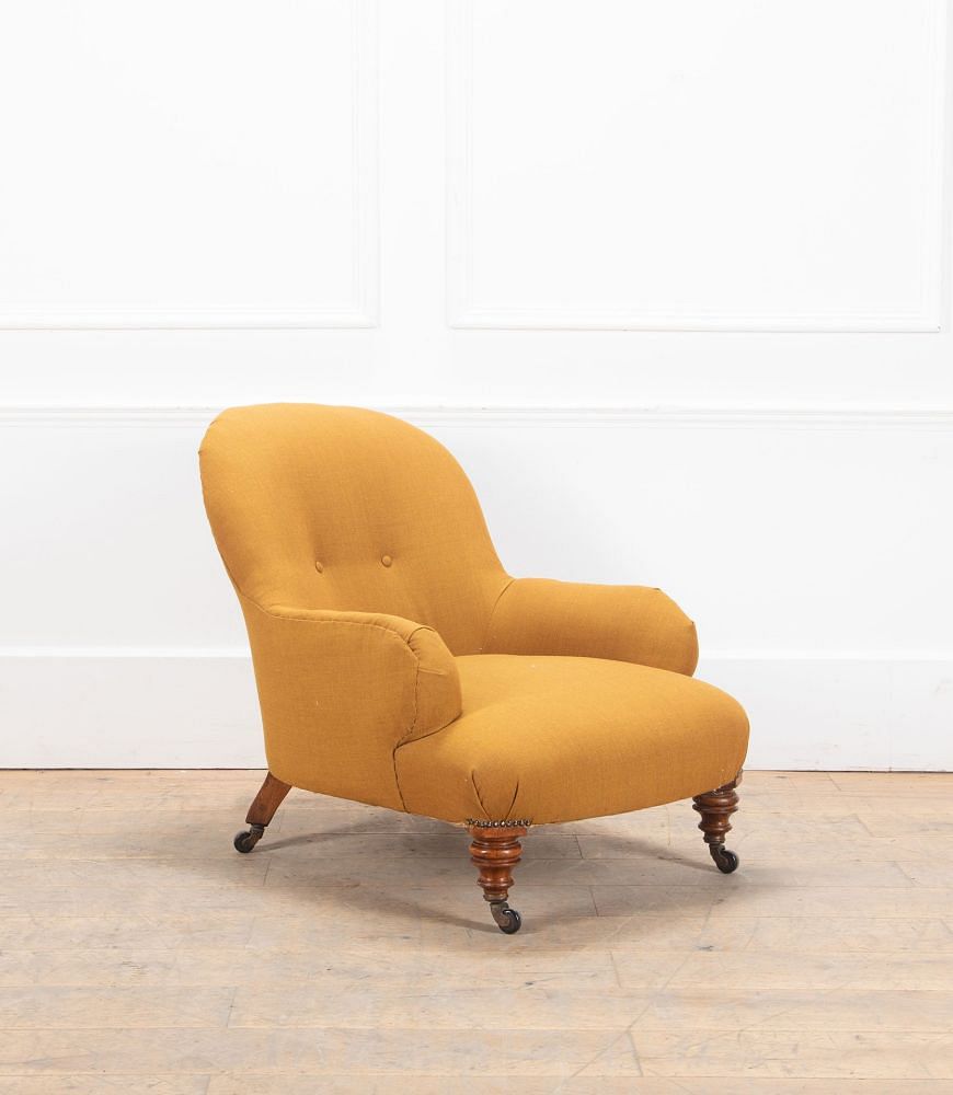 English Victorian Armchair in Mustard Fabric CH2537353