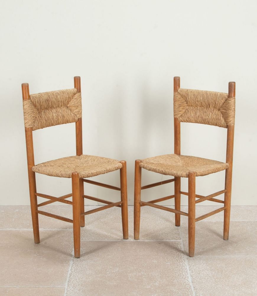 Pair of 20th Century French Charlotte Perriand Style Side Chairs CH2942478