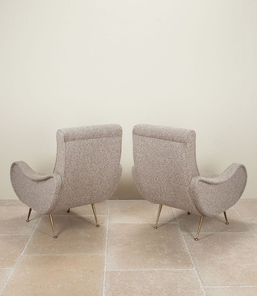 Pair of Mid-Century Italian Marco Zanuso Style Lounge Chairs CH3042453