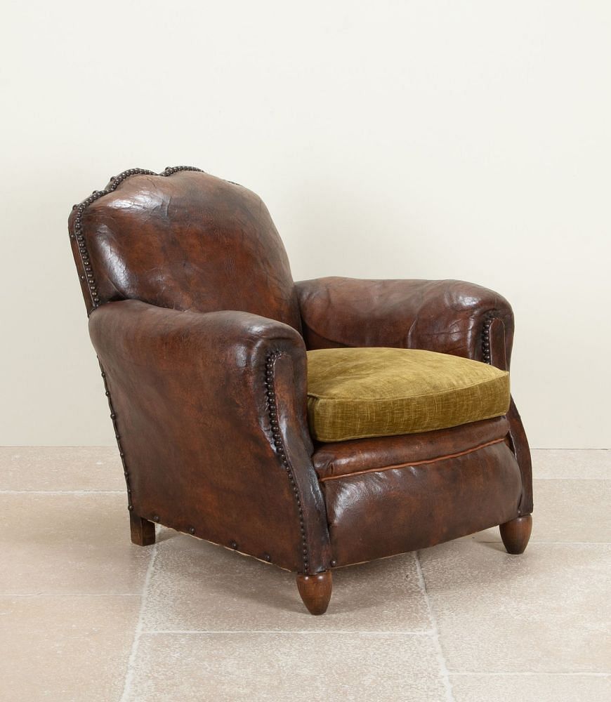 20th Century French Leather Club Chair CH3241319