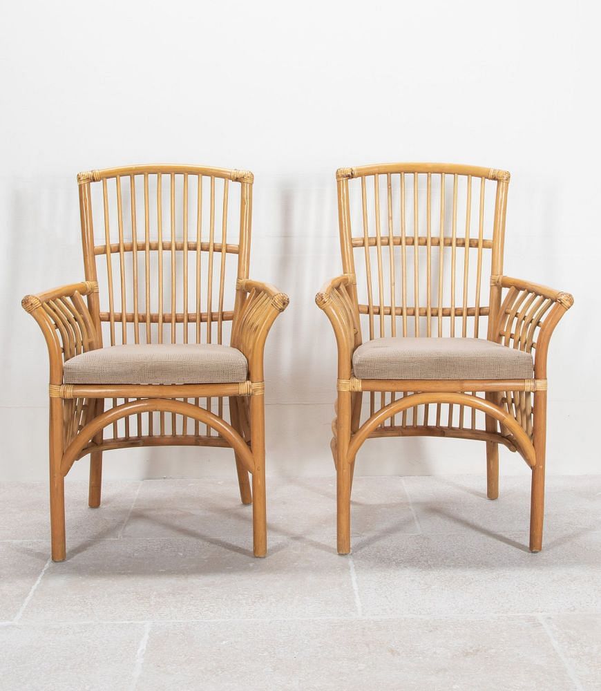 Pair of 20th Century Spanish Bamboo Berger Armchairs CH3841650